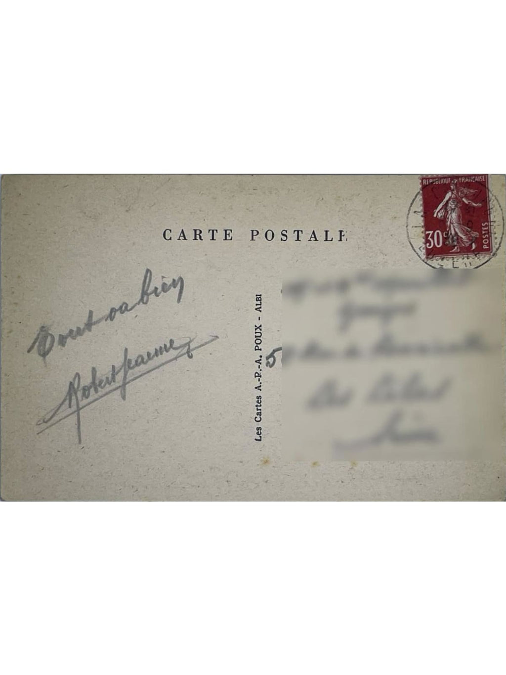 Verso de la carte postale