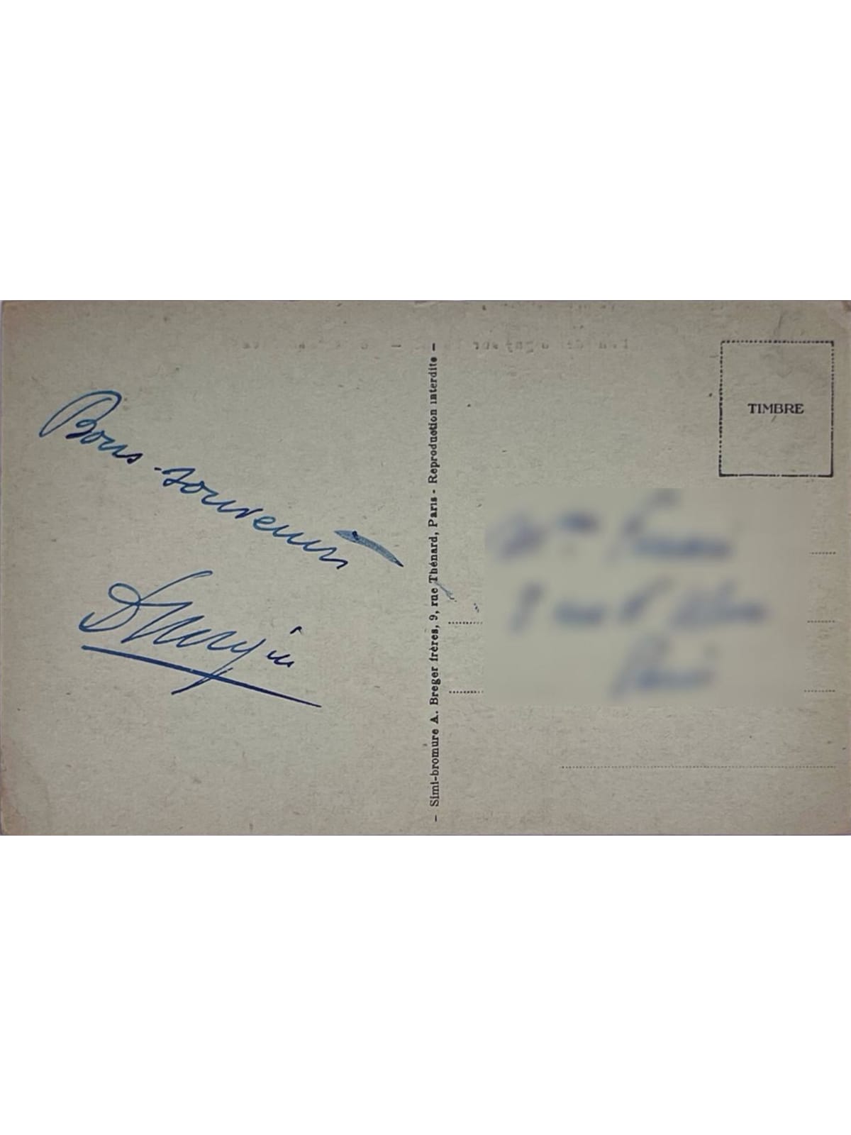 Verso de la carte postale