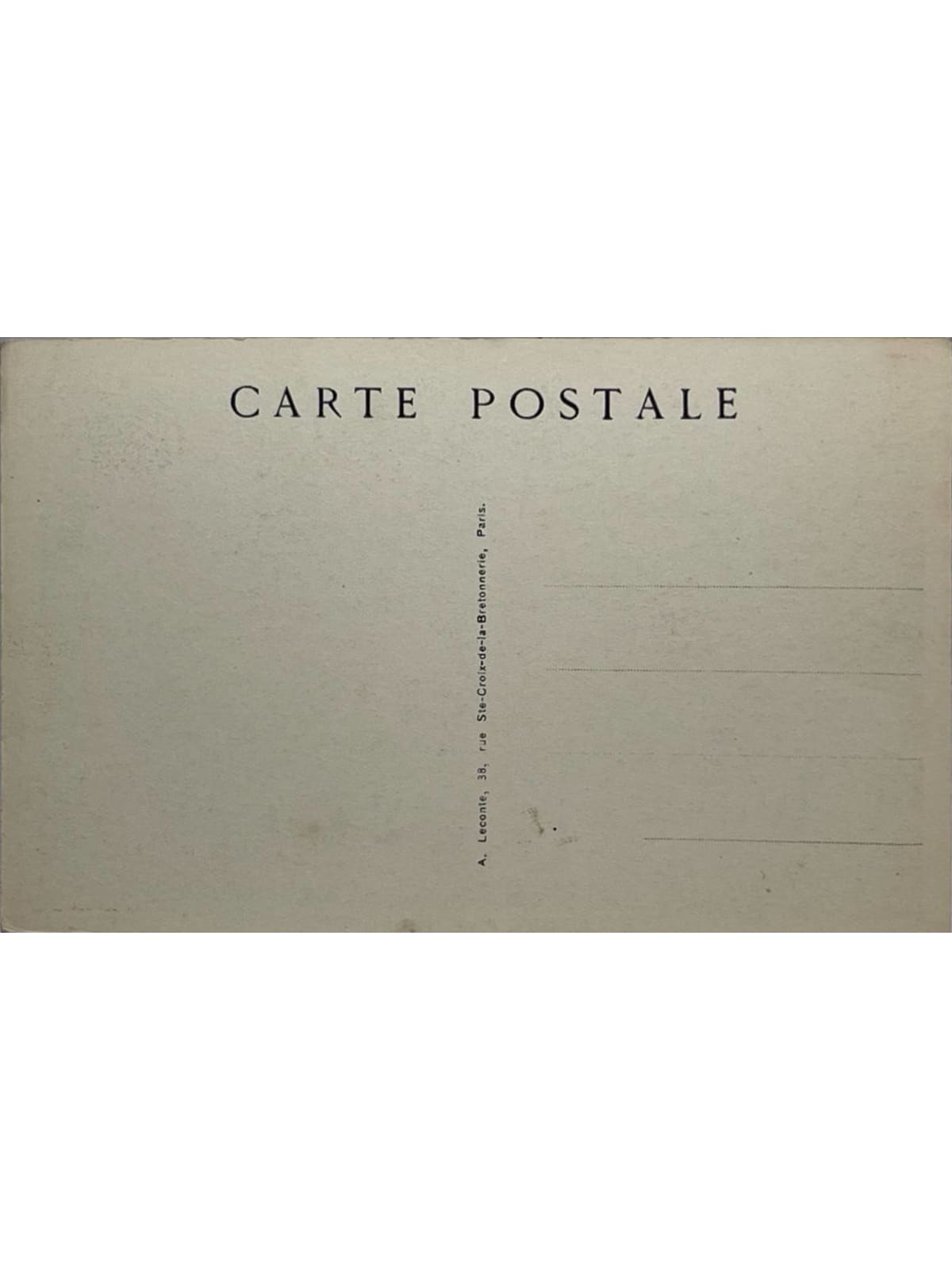 Verso de la carte postale