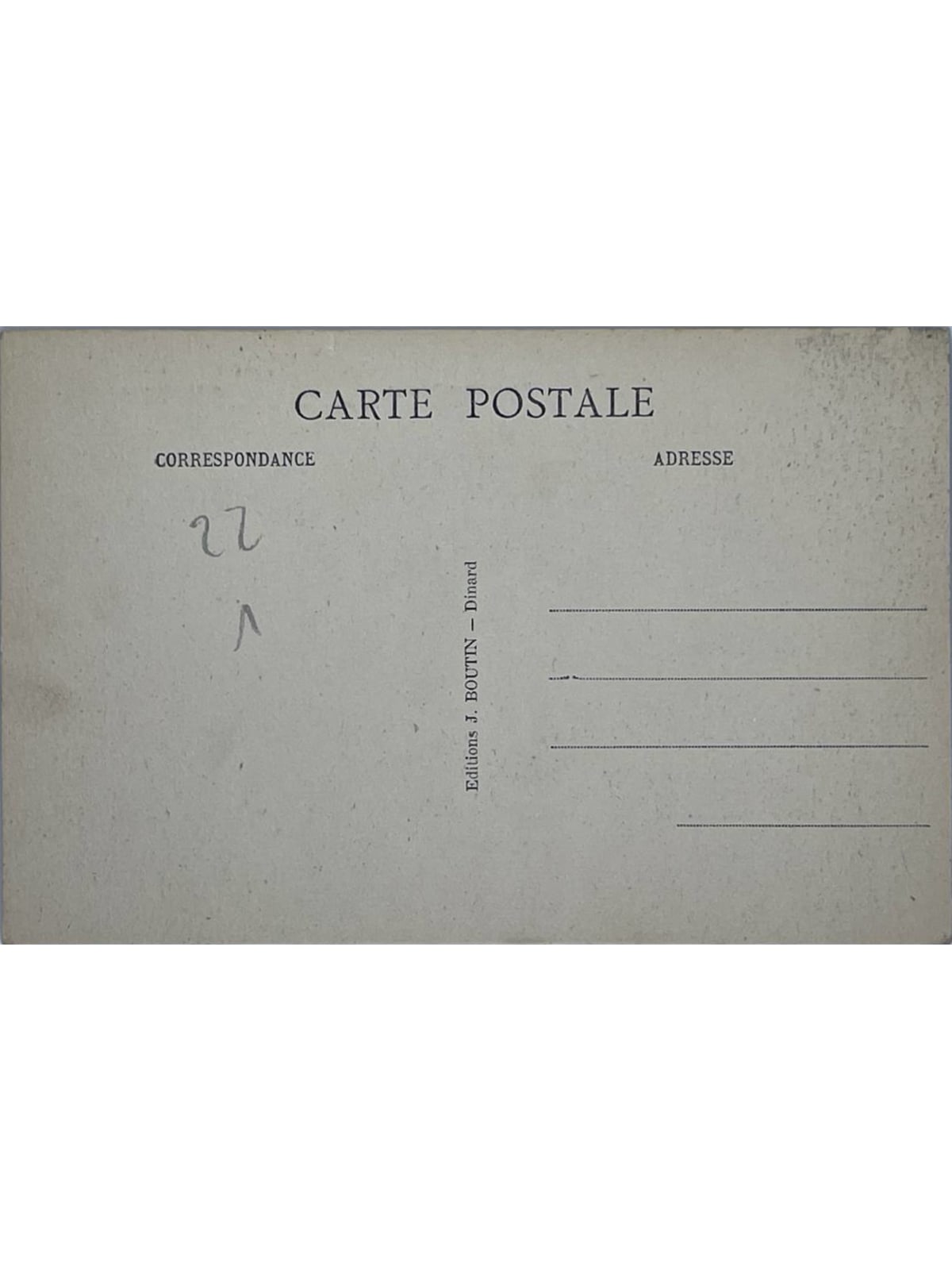 Verso de la carte postale
