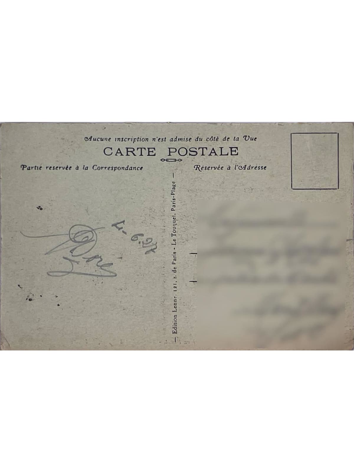 Verso de la carte postale