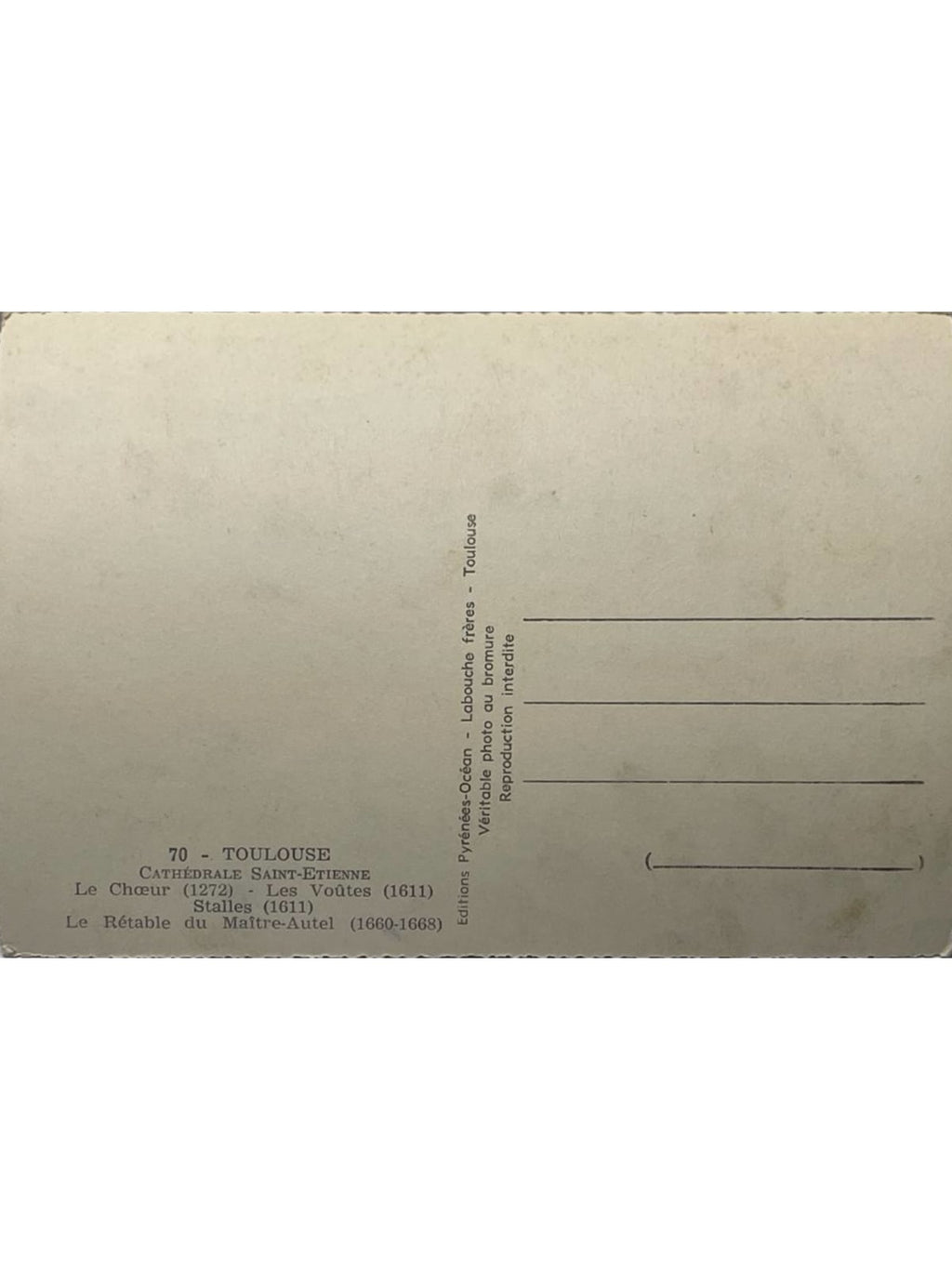 Verso de la carte postale