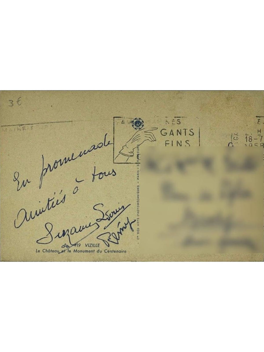 Verso de la carte postale