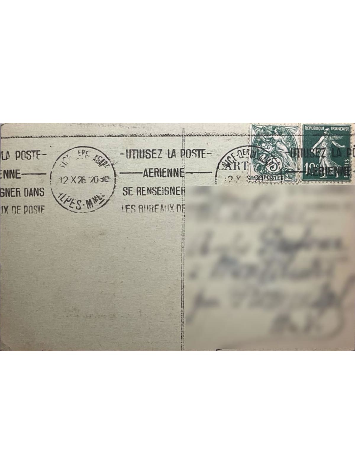 Verso de la carte postale