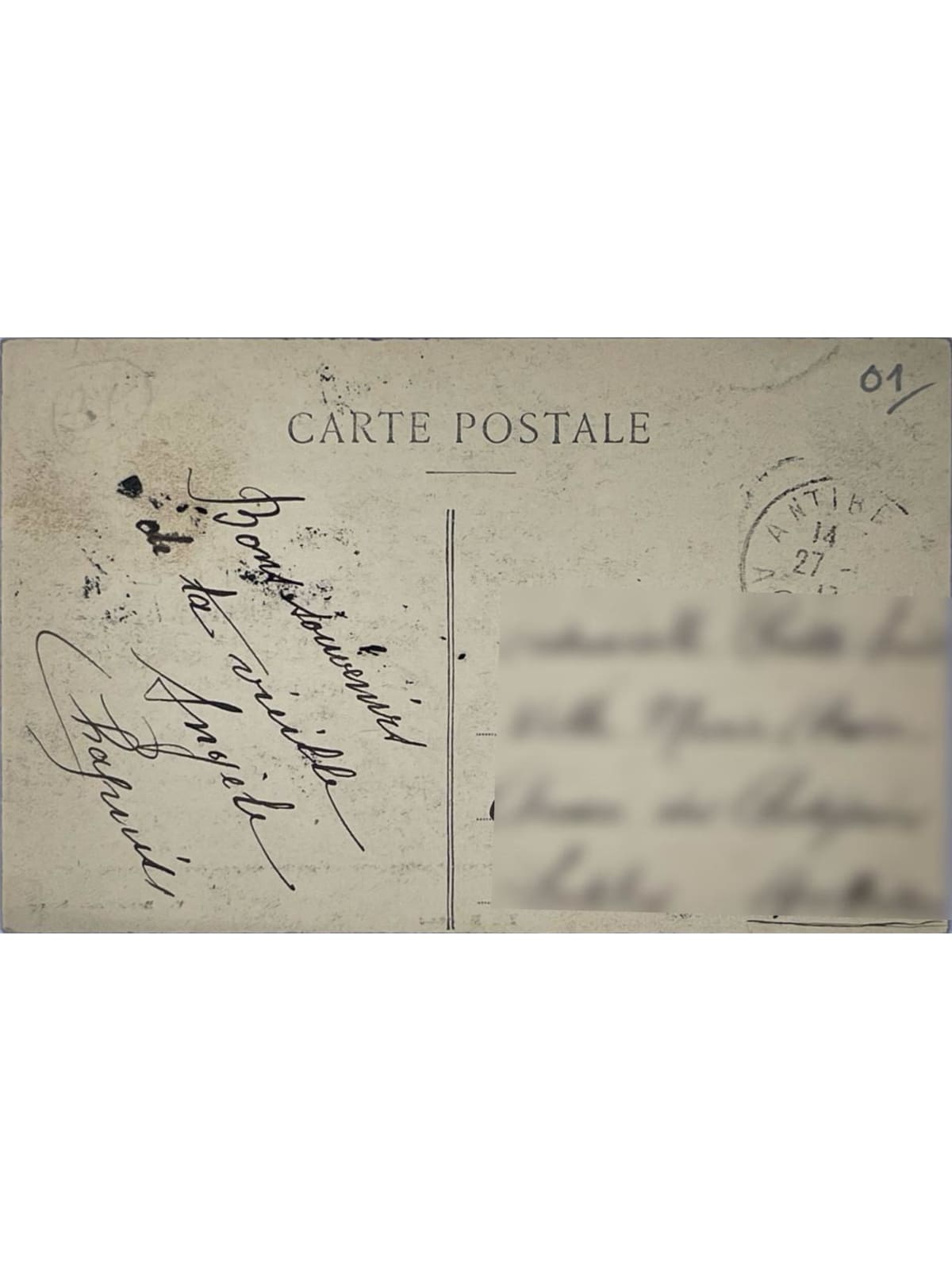 Verso de la carte postale