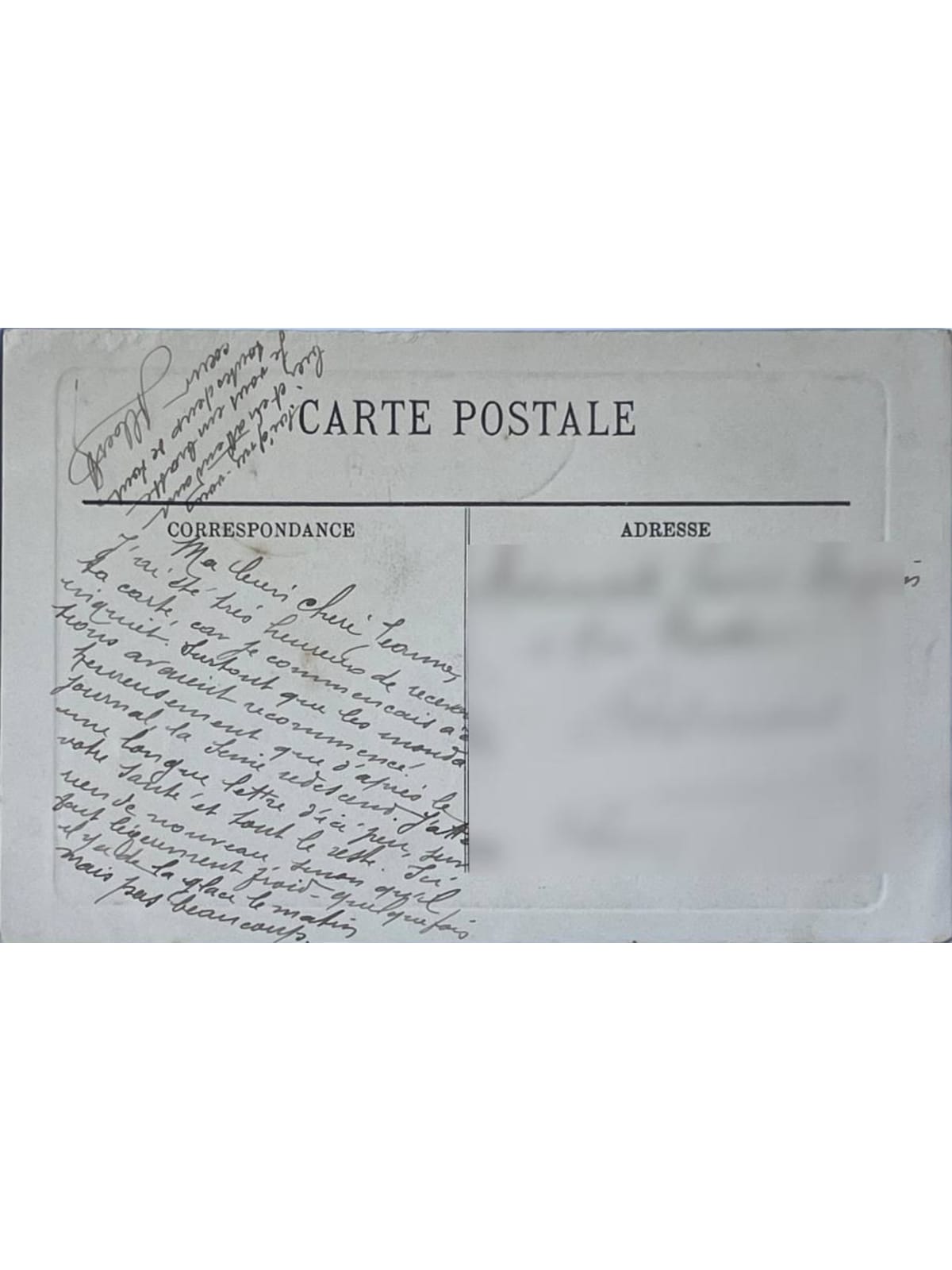Verso de la carte postale