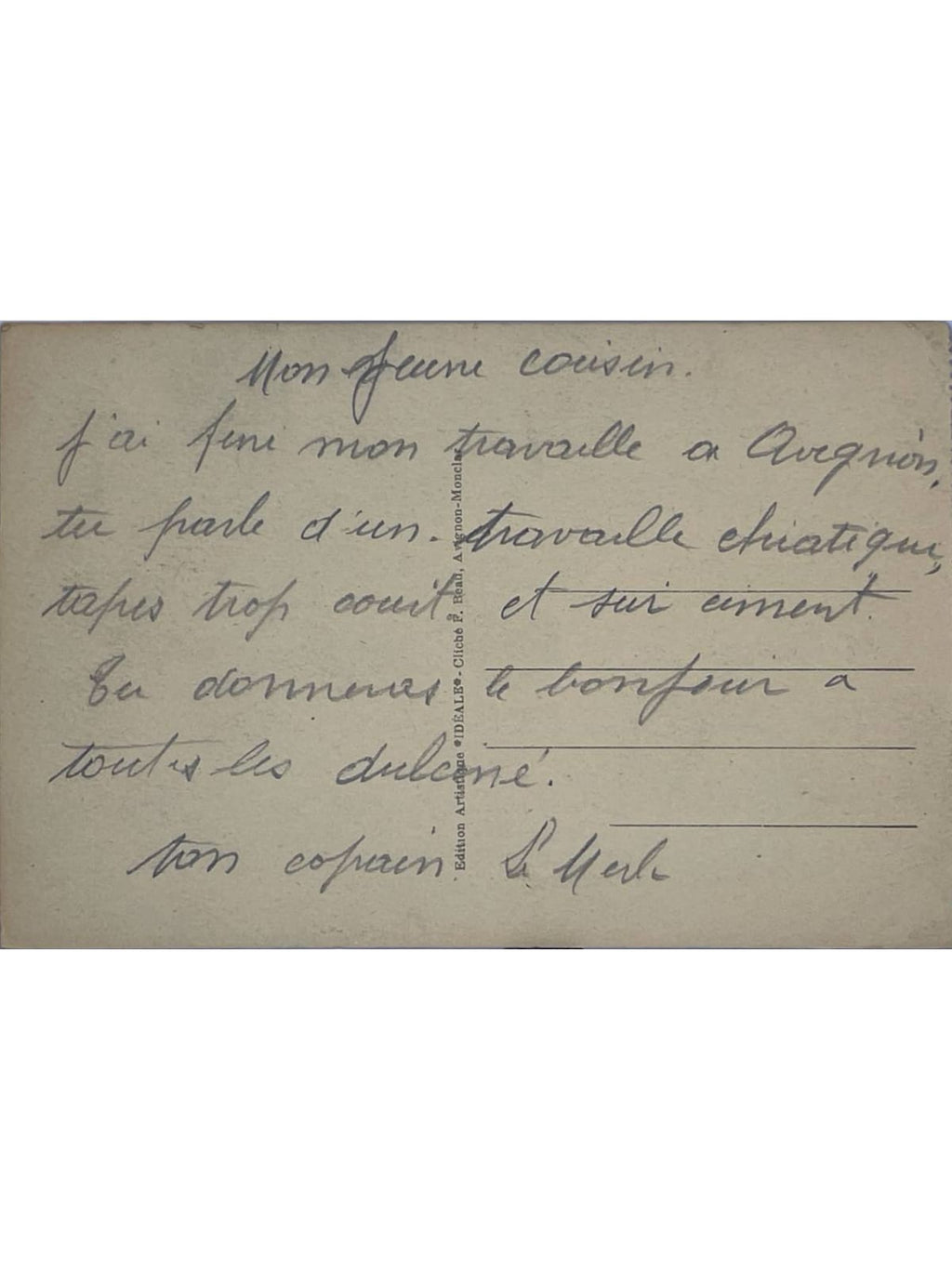 Verso de la carte postale