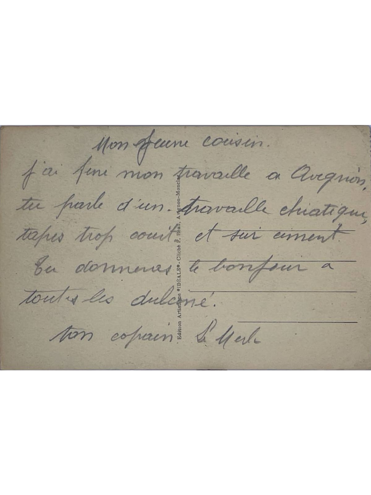 Verso de la carte postale