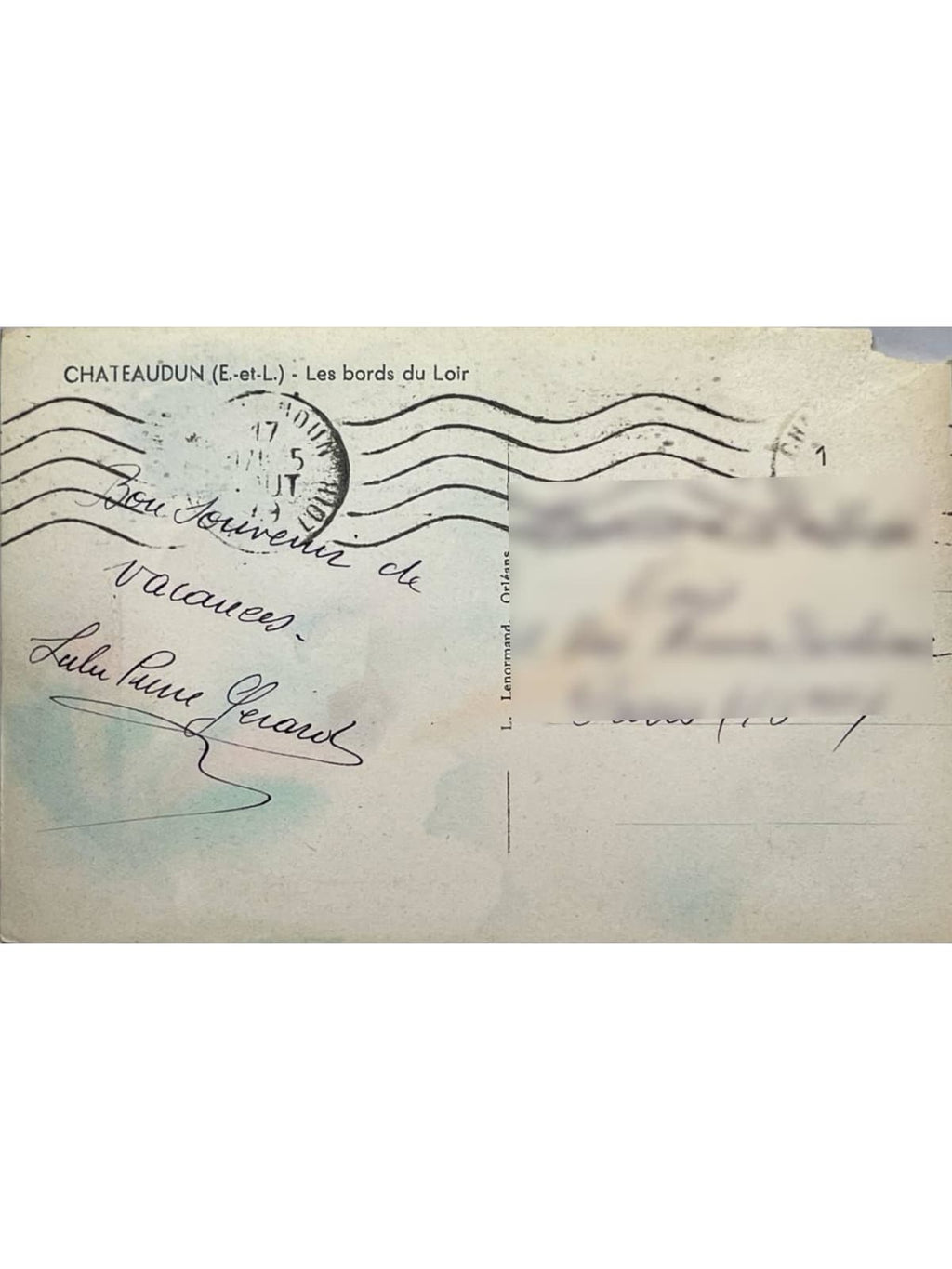 Verso de la carte postale