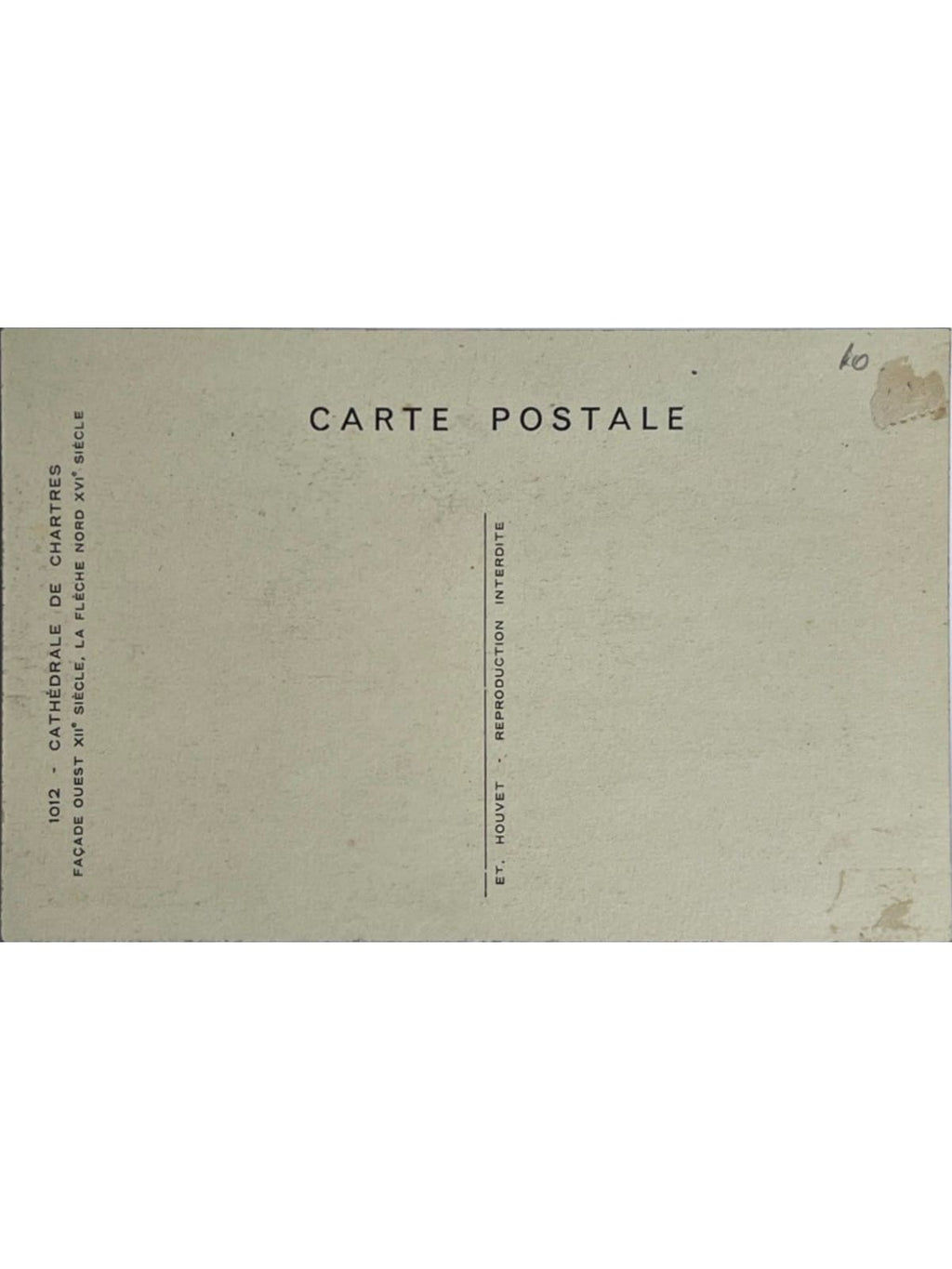 Verso de la carte postale