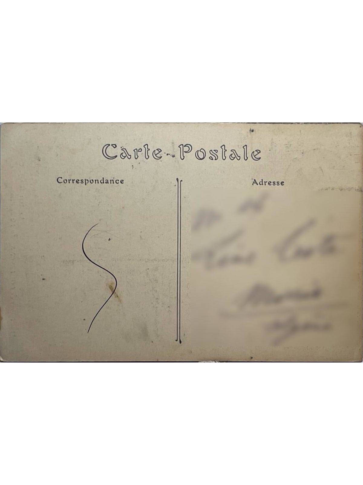 Verso de la carte postale