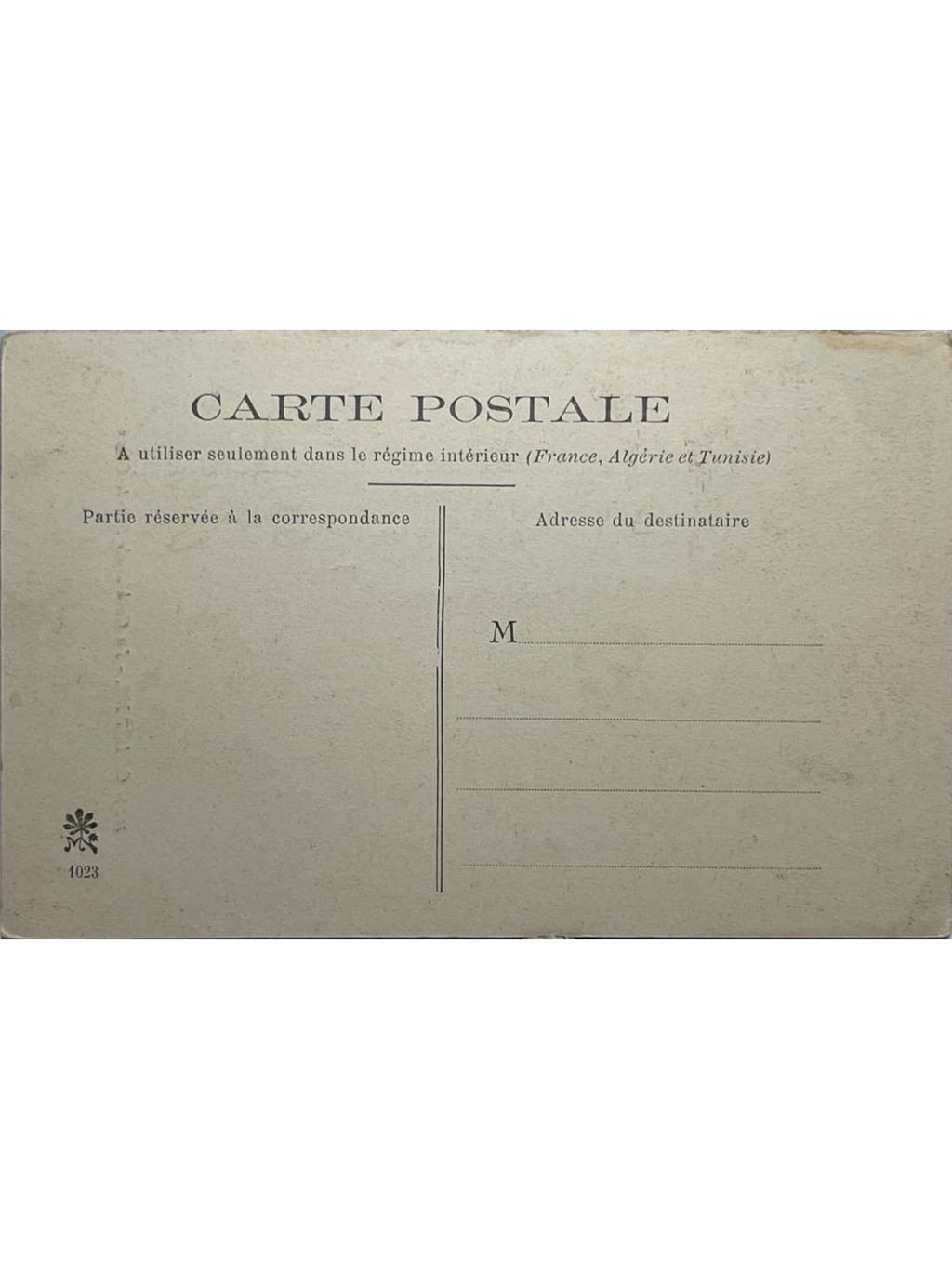 Verso de la carte postale