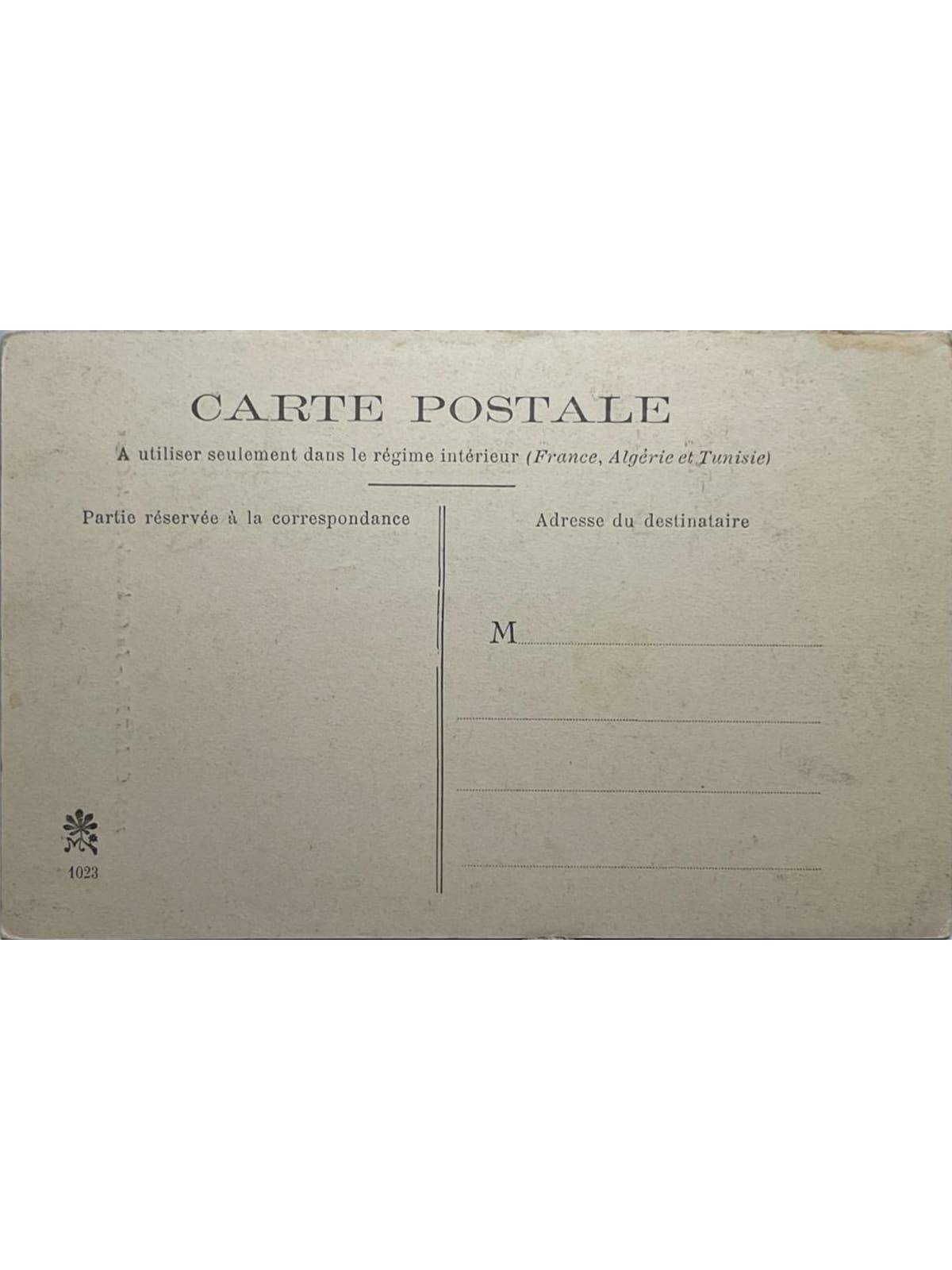 Verso de la carte postale