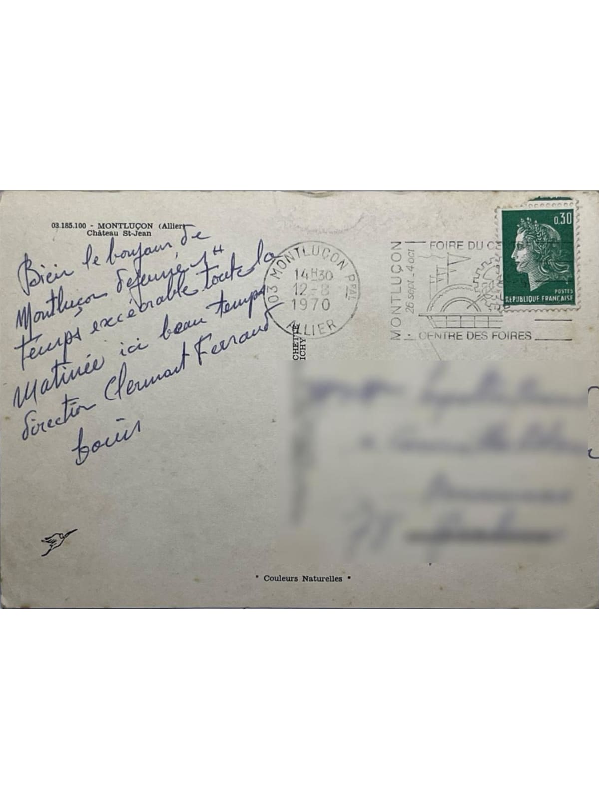 Verso de la carte postale