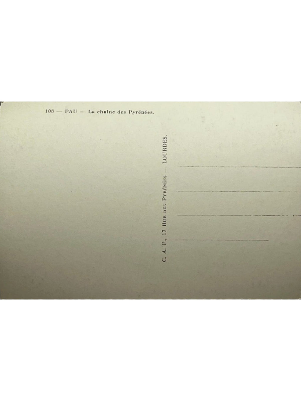 Verso de la carte postale