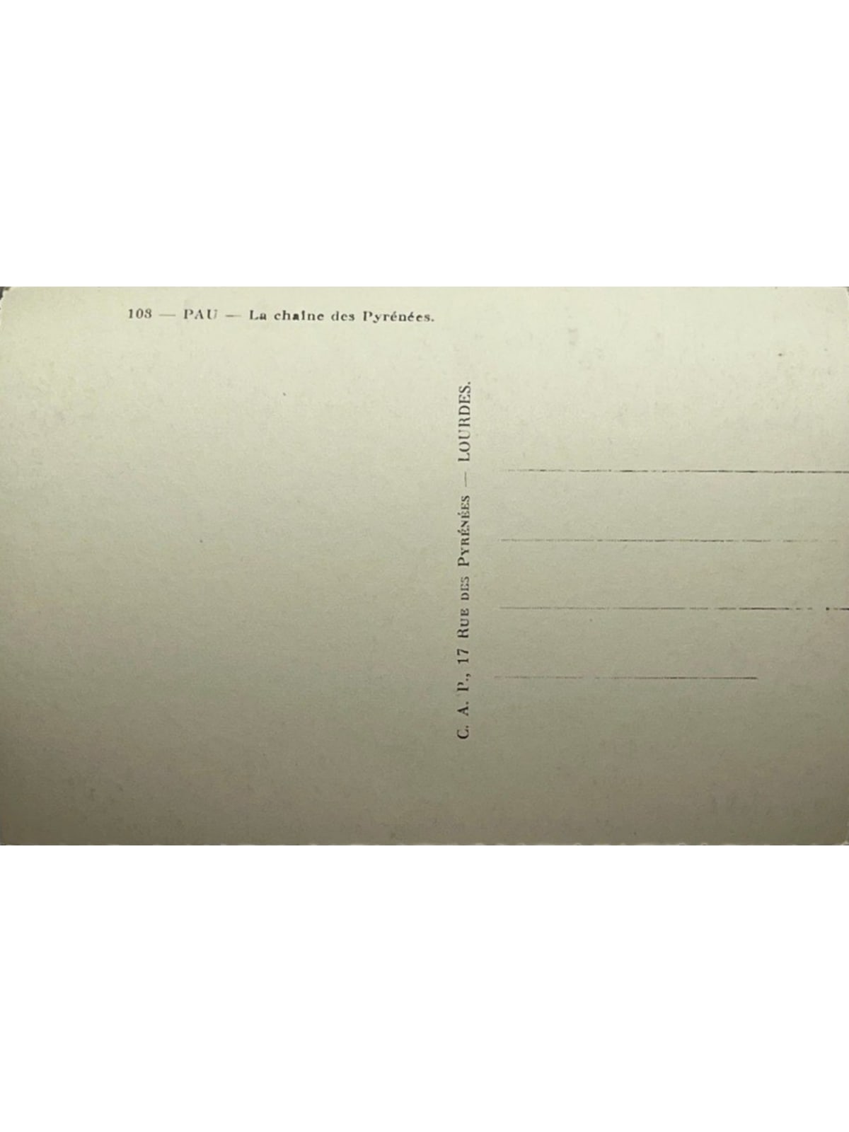 Verso de la carte postale