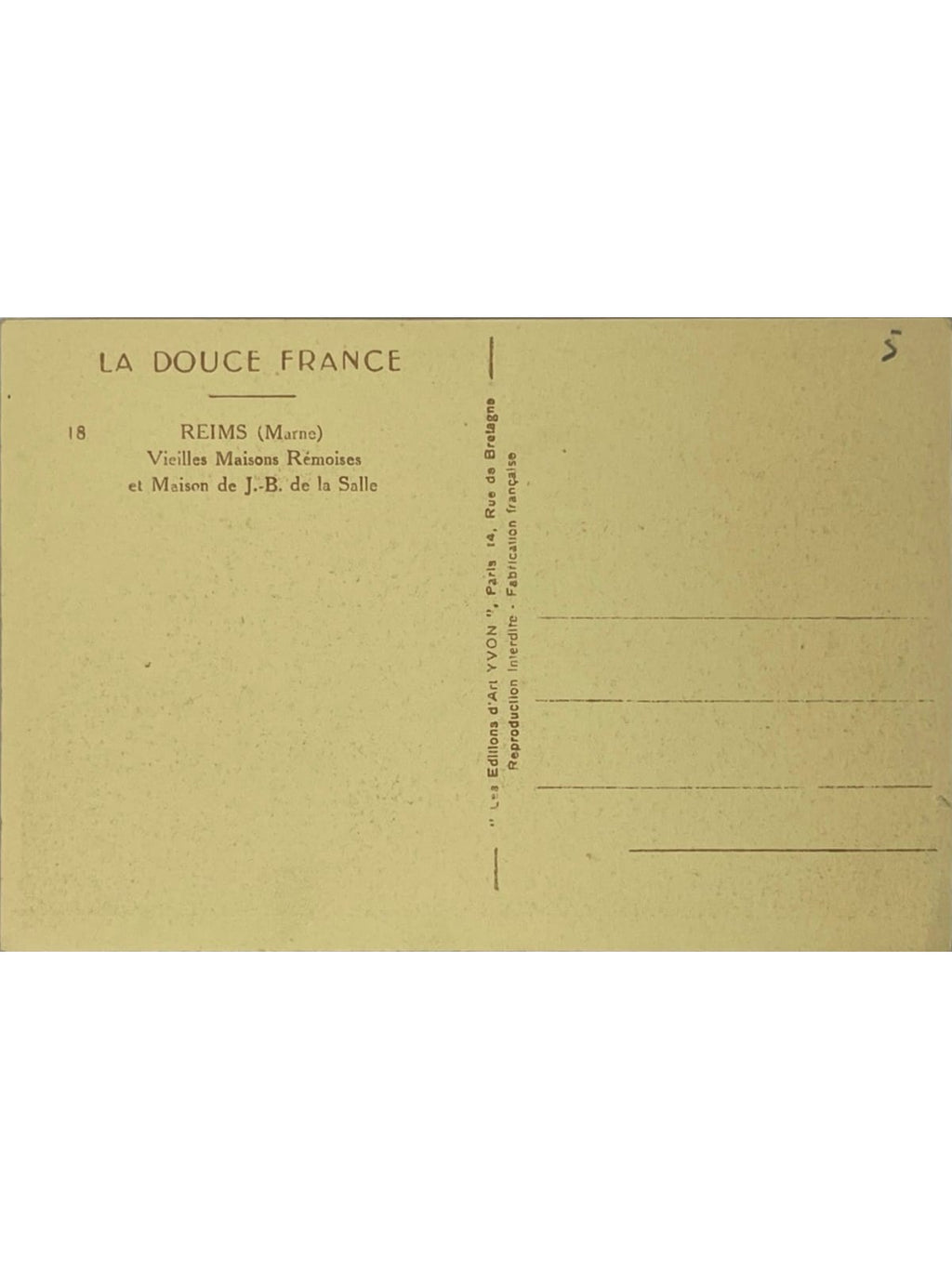 Verso de la carte postale