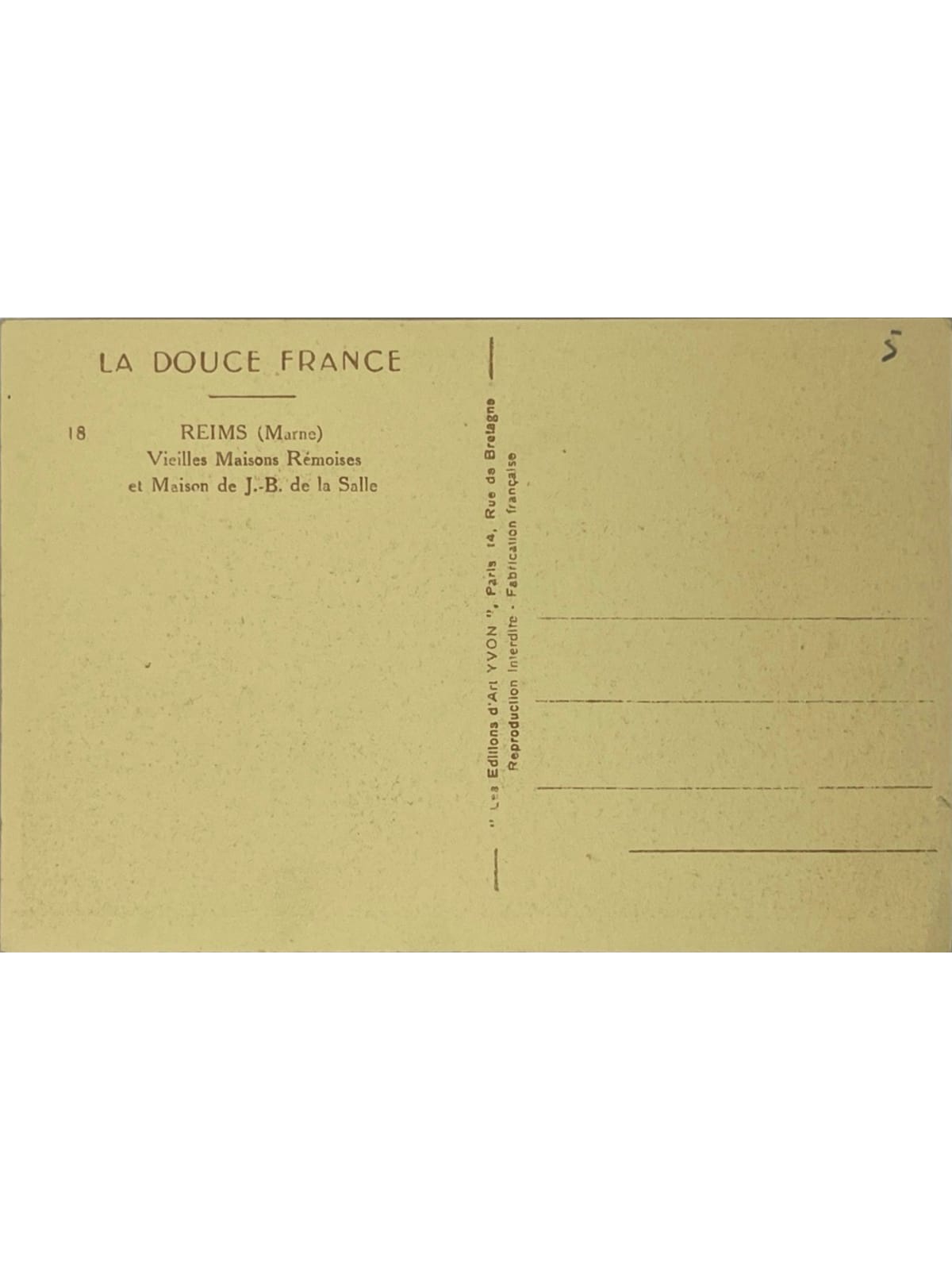 Verso de la carte postale
