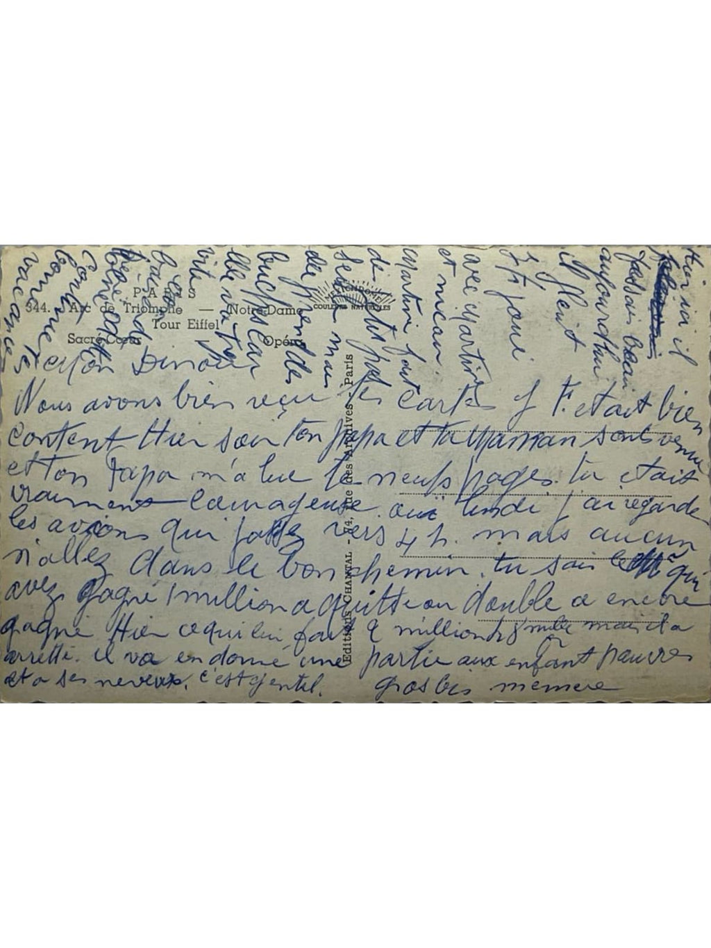 Verso de la carte postale
