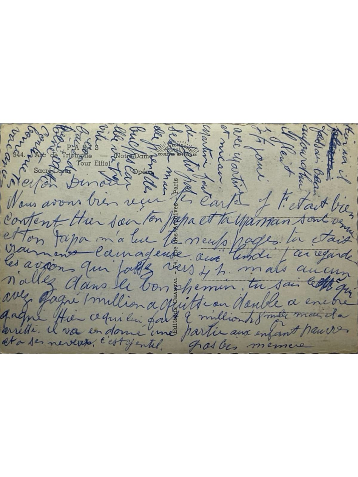 Verso de la carte postale