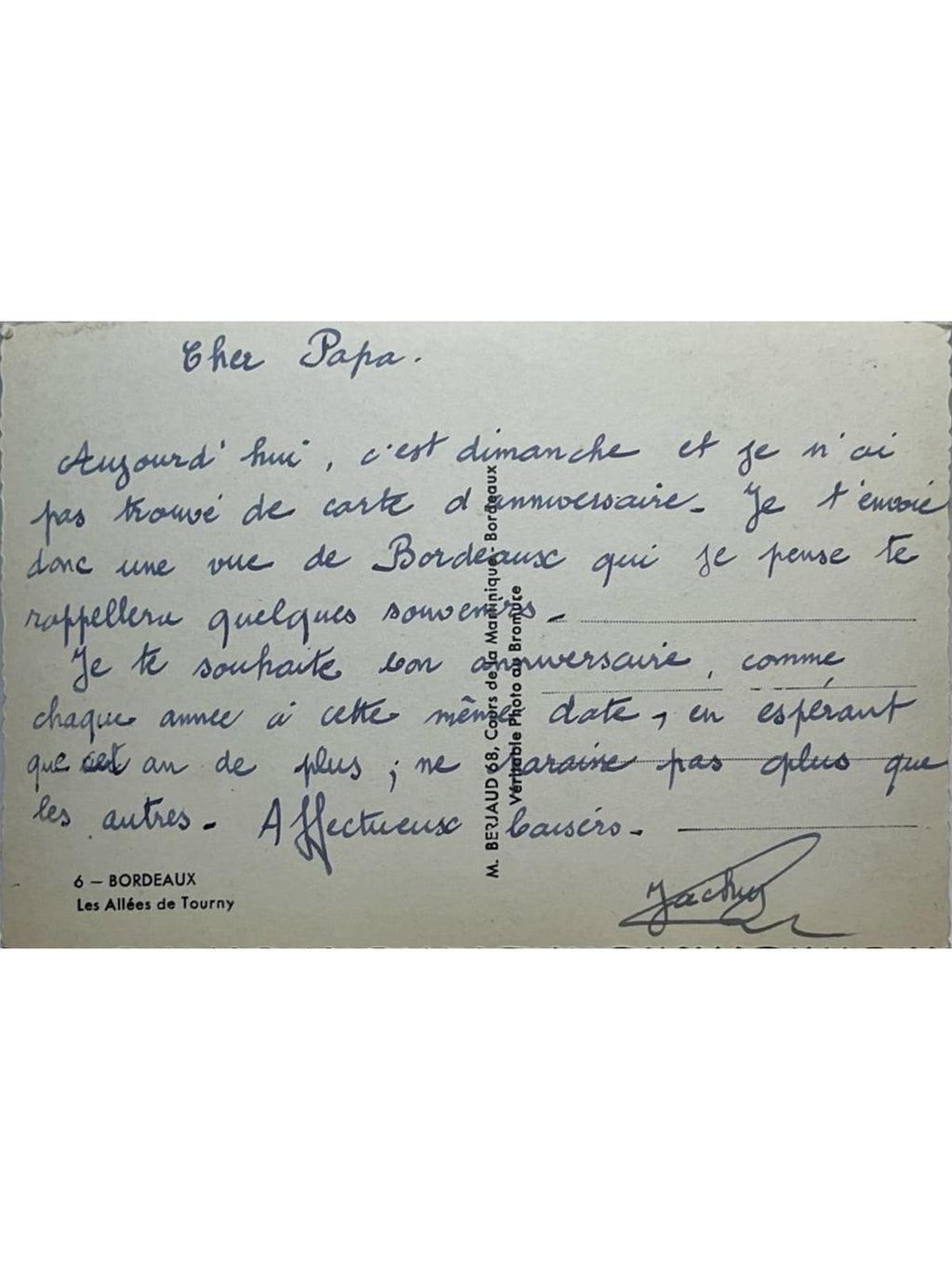Verso de la carte postale