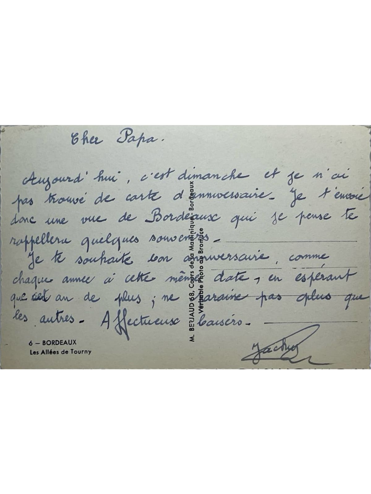 Verso de la carte postale