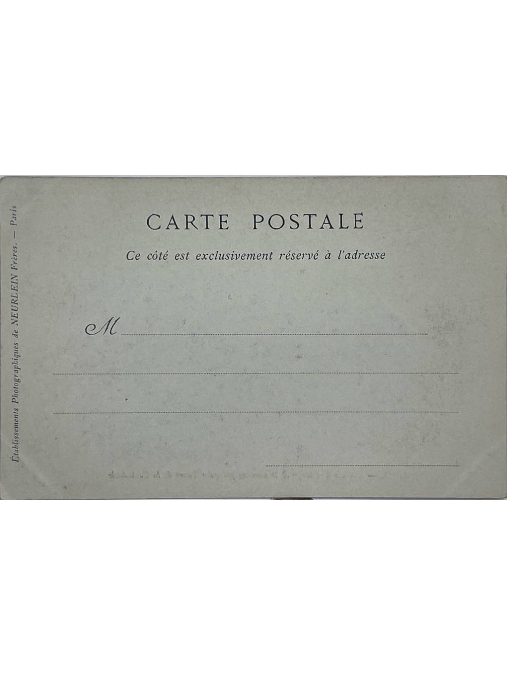 Verso de la carte postale
