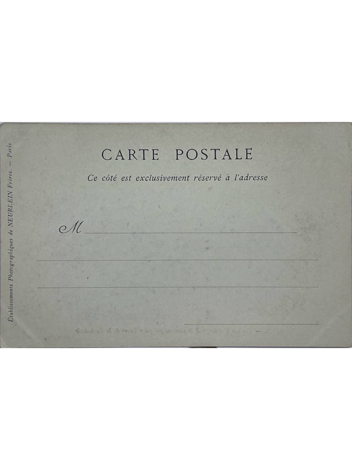 Verso de la carte postale