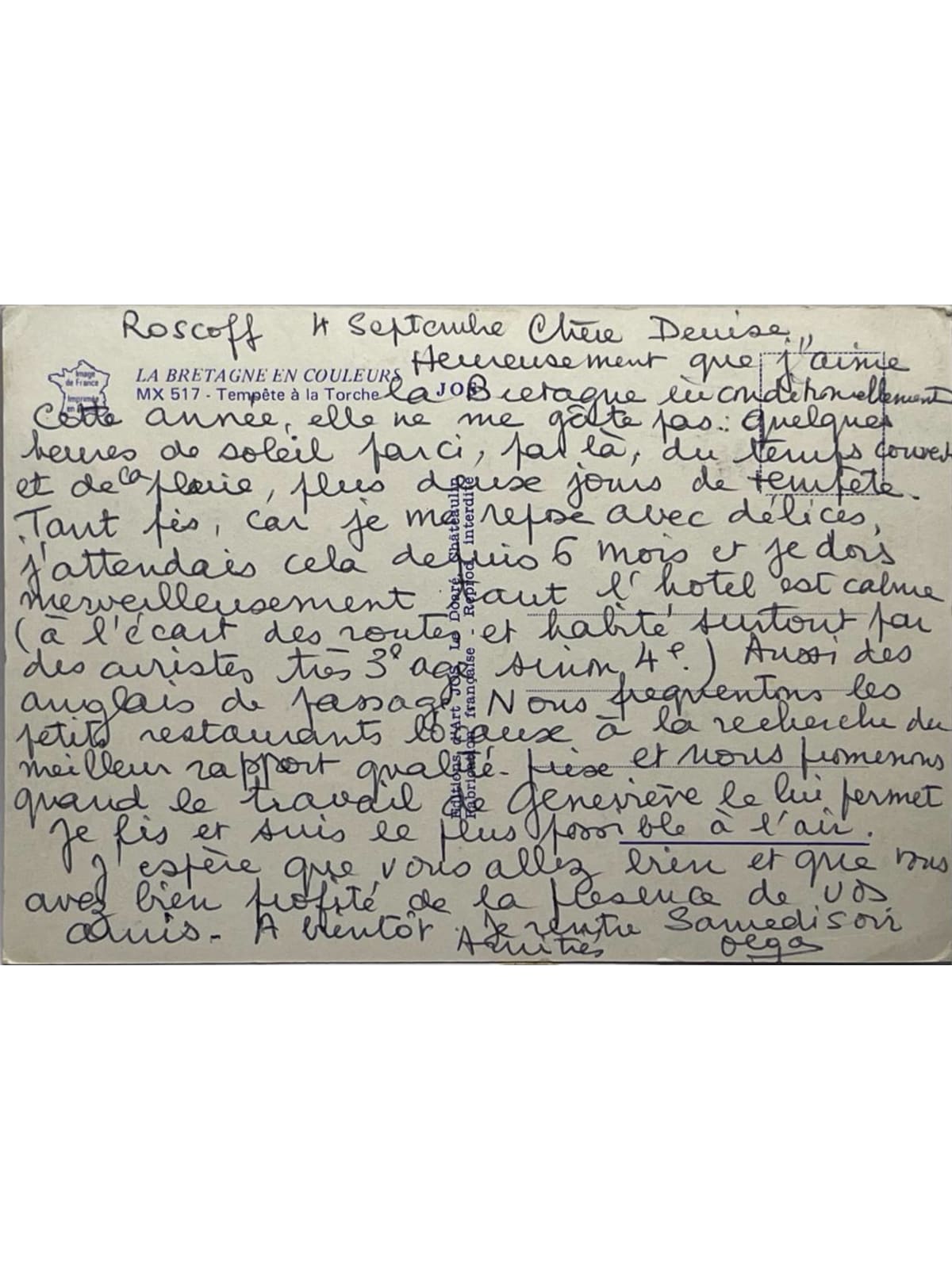 Verso de la carte postale