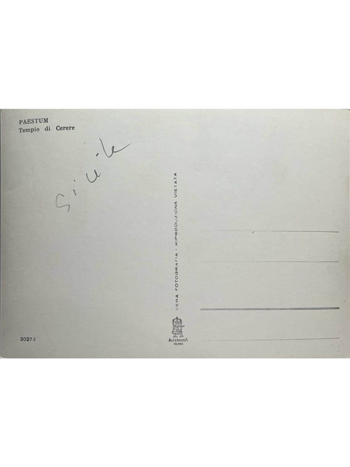 Verso de la carte postale