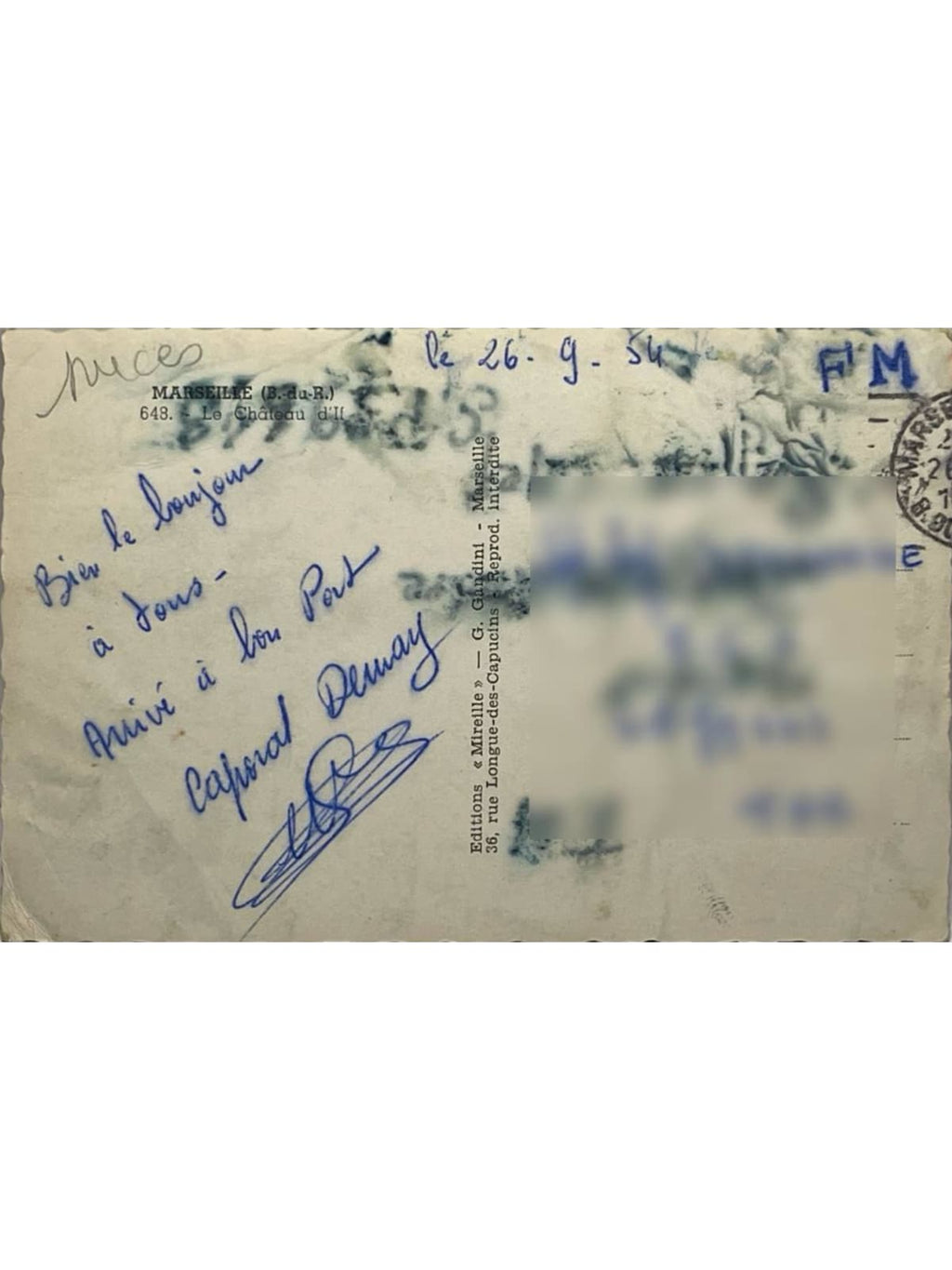 Verso de la carte postale