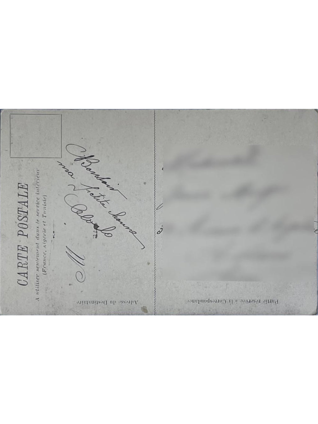 Verso de la carte postale
