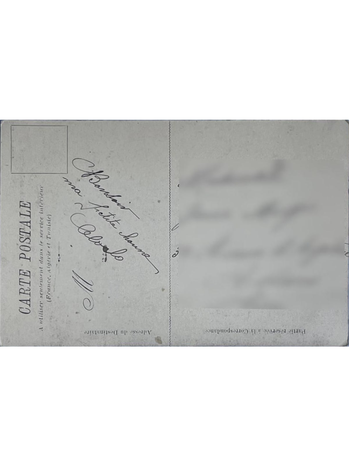 Verso de la carte postale