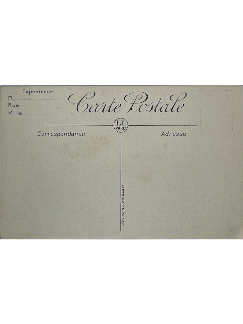 Verso de la carte postale
