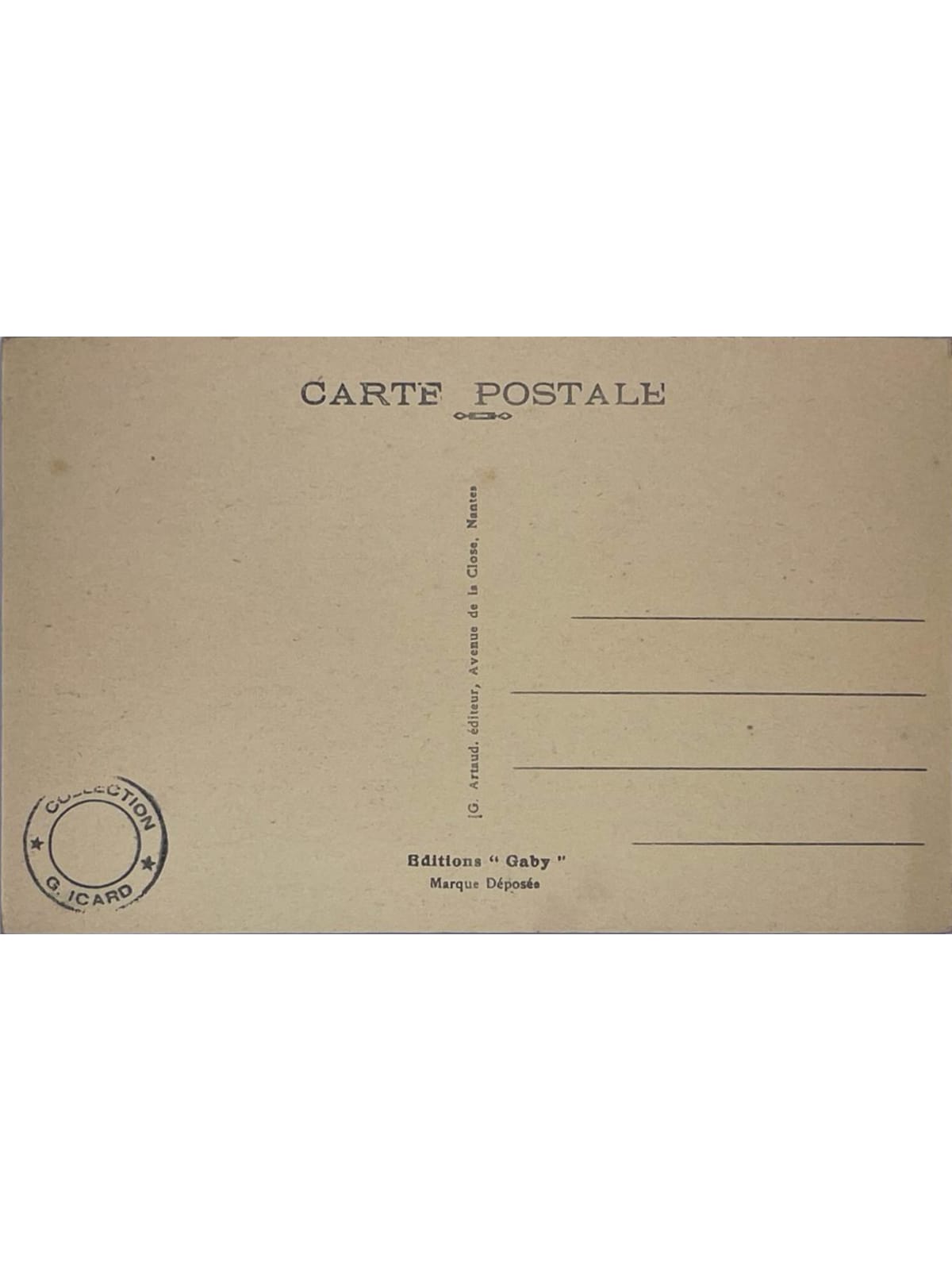 Verso de la carte postale