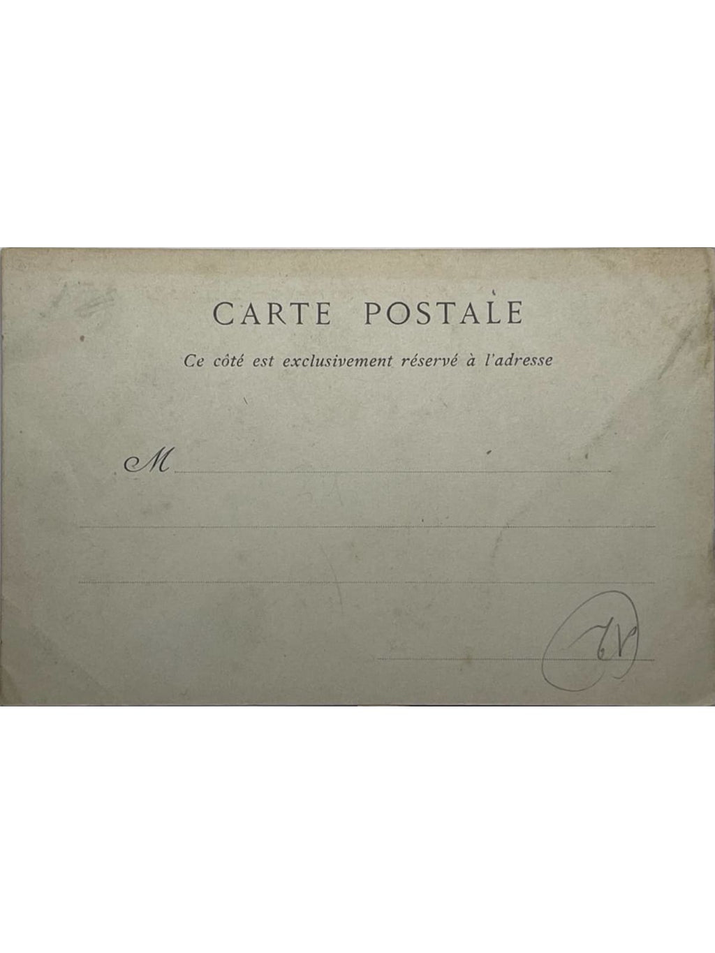 Verso de la carte postale