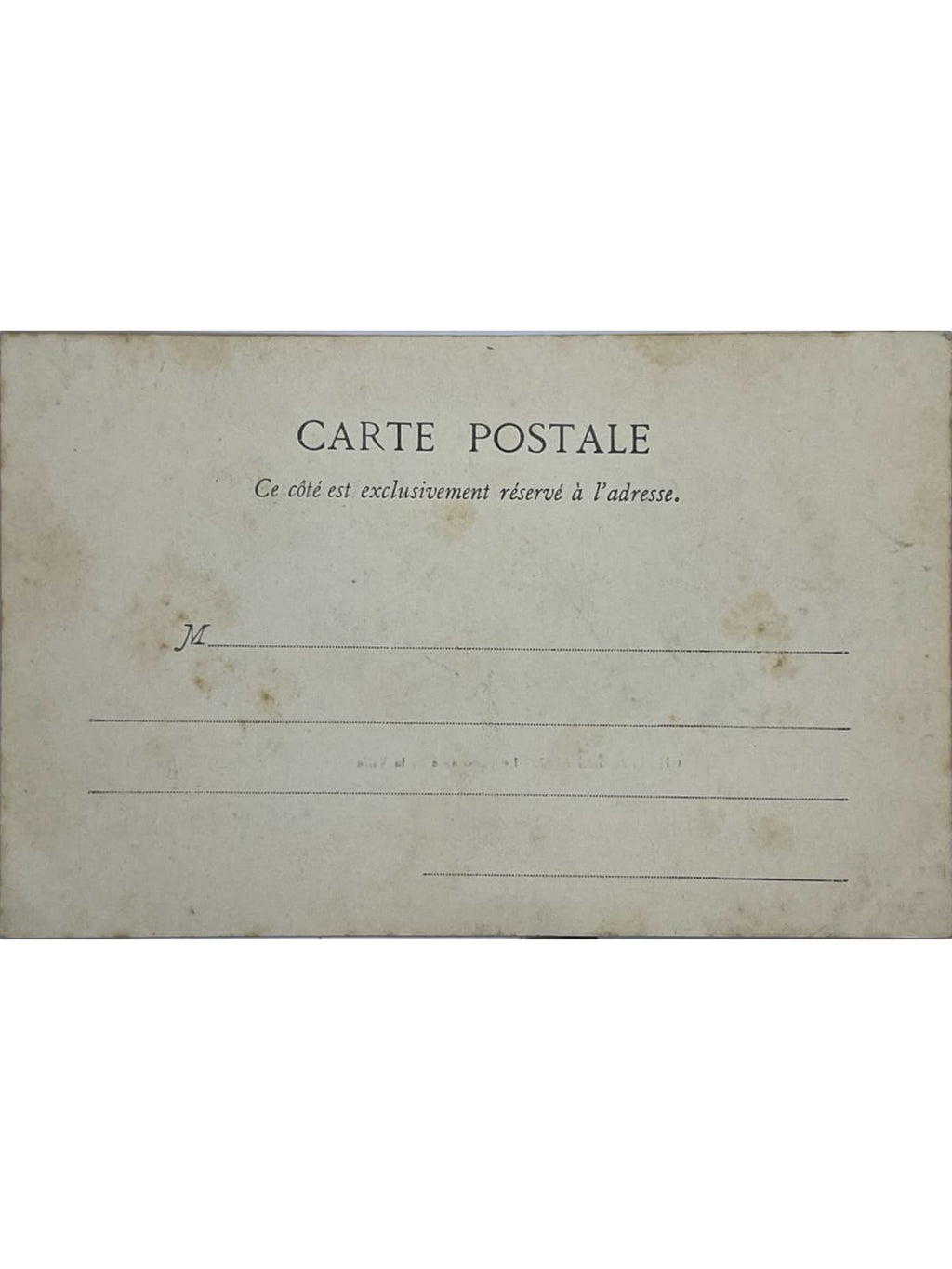 Verso de la carte postale