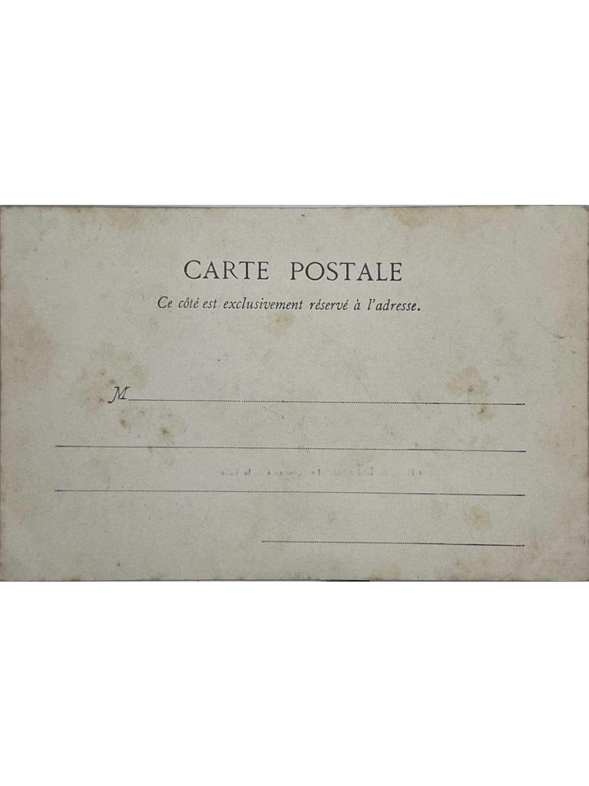 Verso de la carte postale