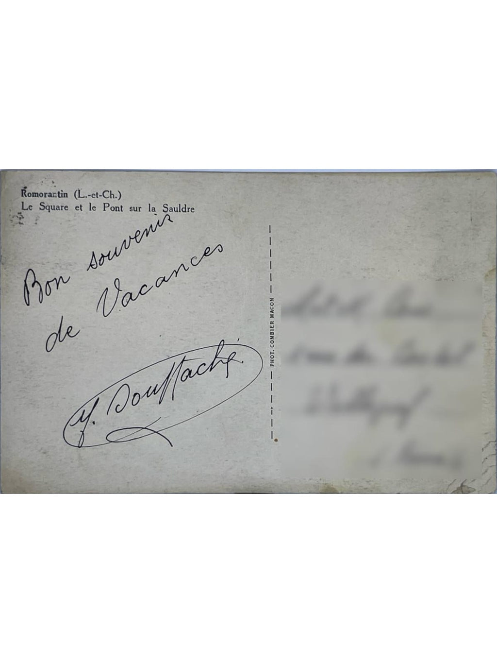 Verso de la carte postale