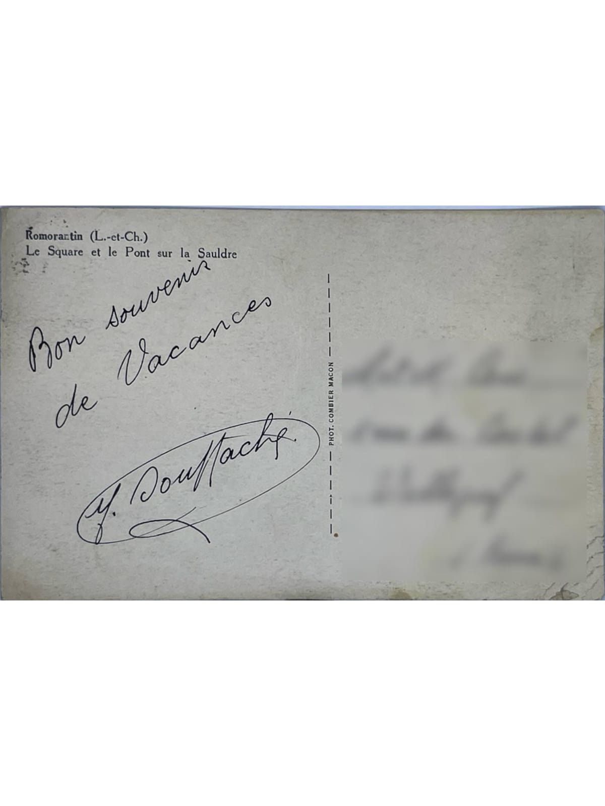 Verso de la carte postale