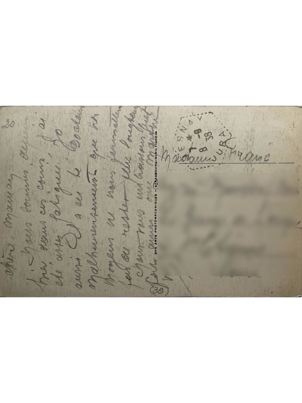 Verso de la carte postale