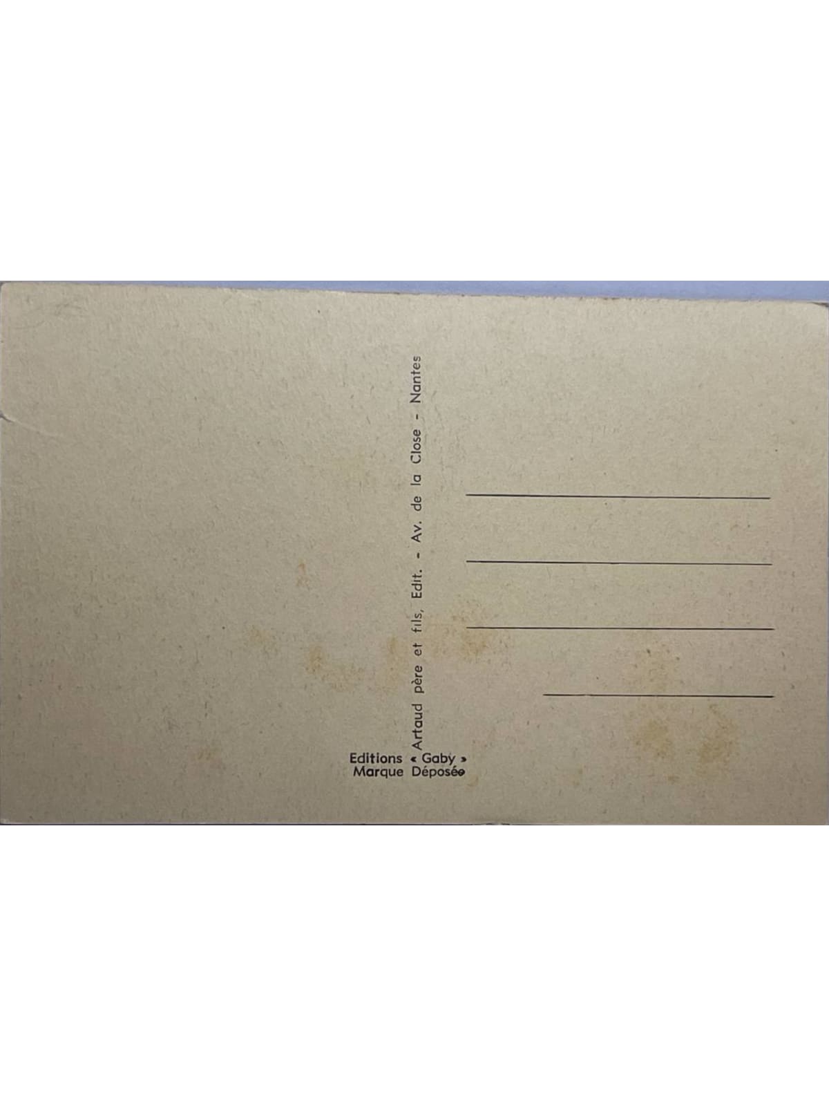 Verso de la carte postale