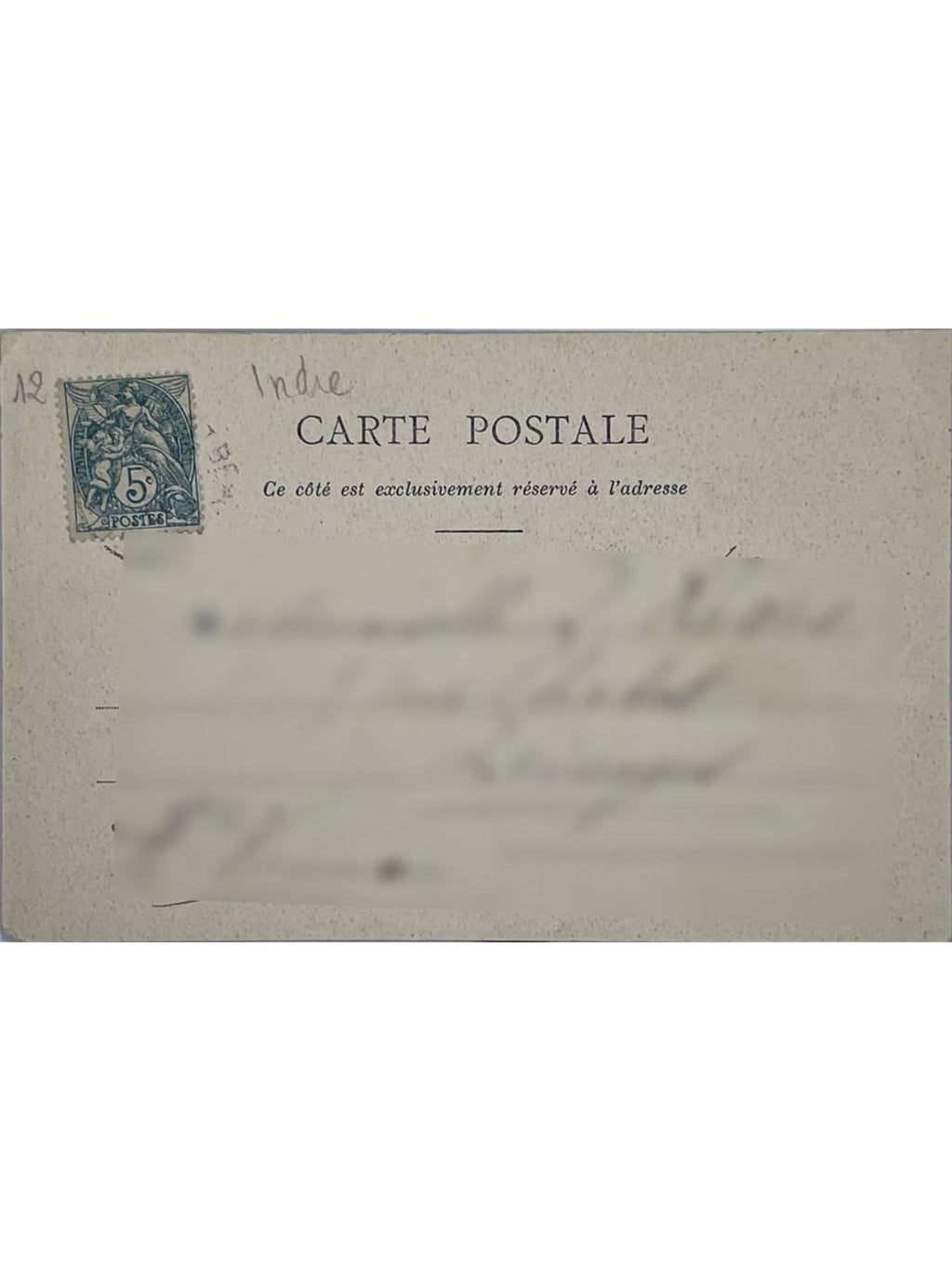 Verso de la carte postale