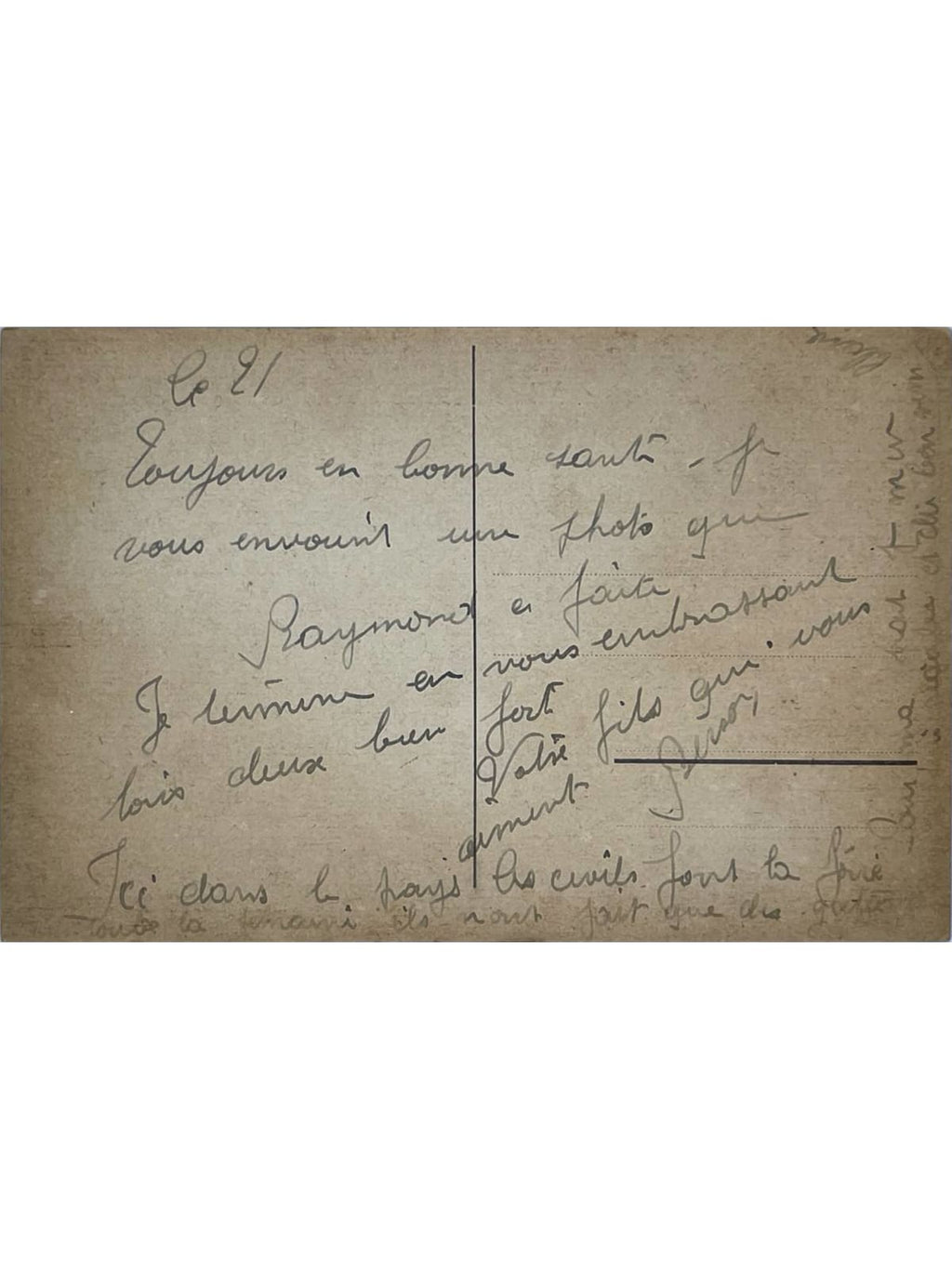 Verso de la carte postale