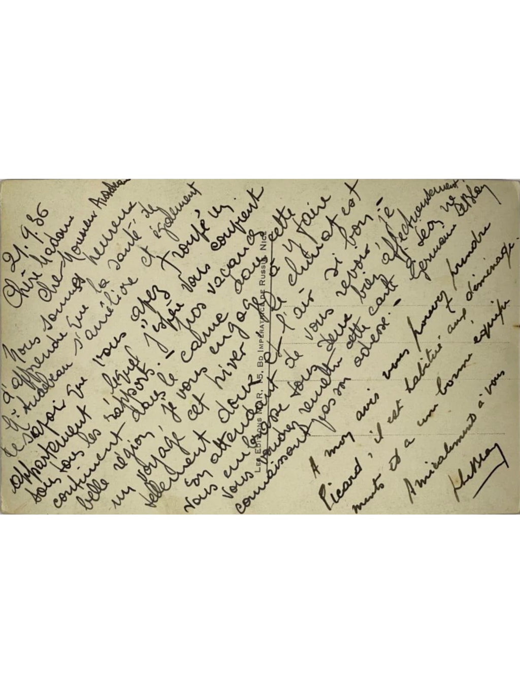 Verso de la carte postale