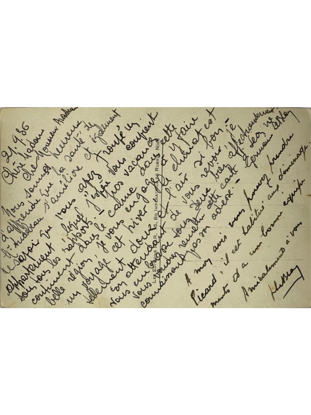 Verso de la carte postale