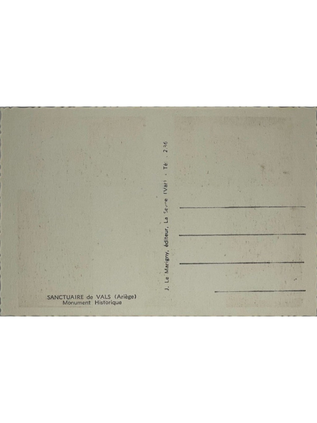 Verso de la carte postale