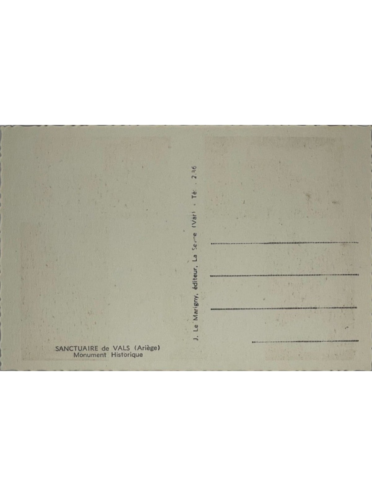 Verso de la carte postale