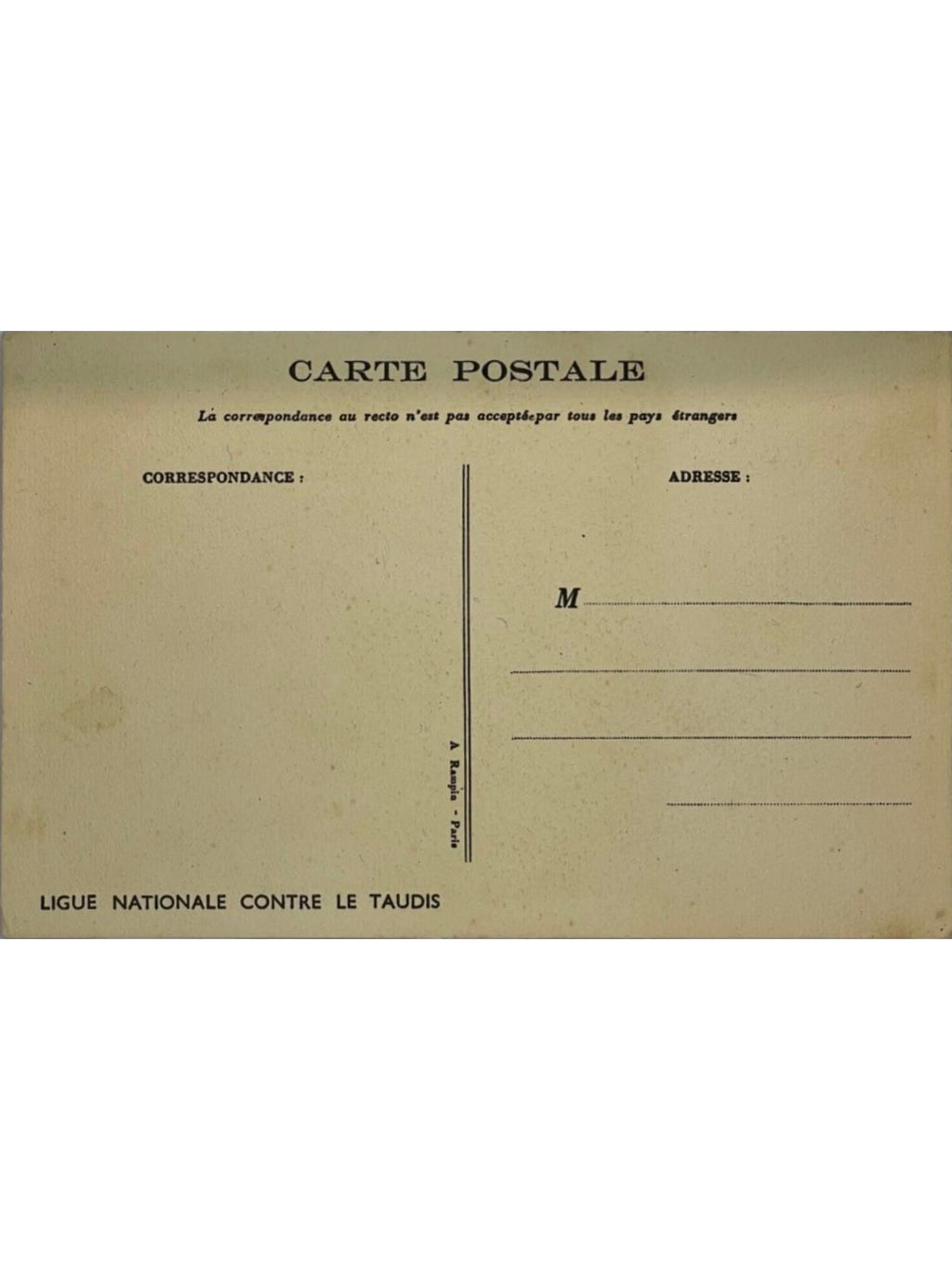 Verso de la carte postale