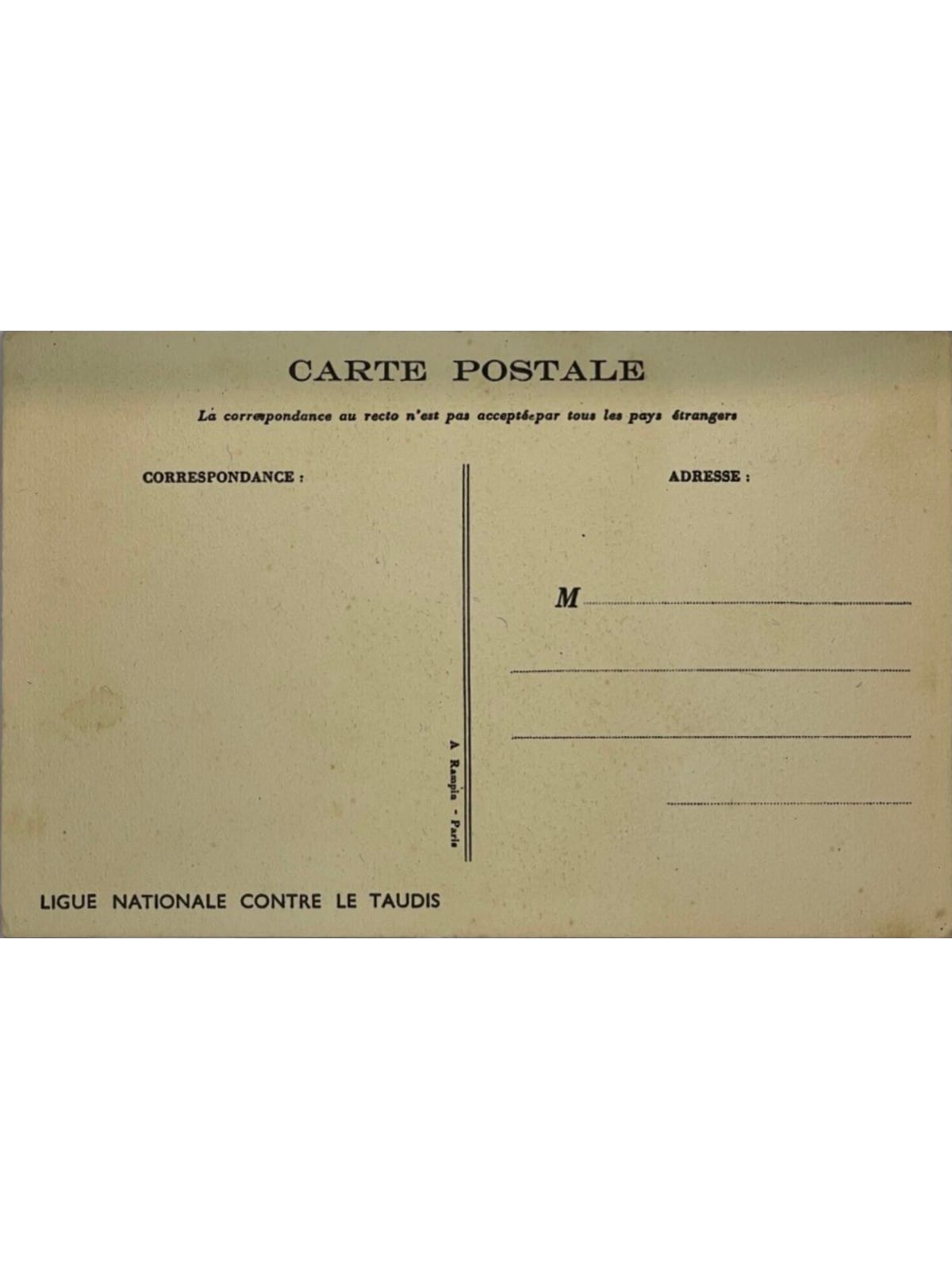 Verso de la carte postale